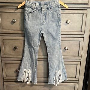 Flared girls bell bottom jeans with flowers